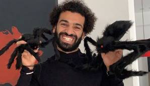 Auch beim FC Liverpool wird Halloween gefeiert. Mohamed Salah ist als Spinne unterwegs.