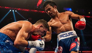 Manny Pacquiao (l.) trifft am 2. Mai auf Mayweather