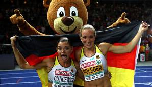 Bei der Leichtathletik-EM fiel Pamela Dutkiewicz Cindy Roleder in Berlin nach Plätzen Zwei und Drei freudestrahlend um den Hals.