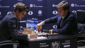 Magnus Carlsen und Sergei Karjakin trennten sich wieder nur Remis