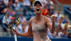 Caroline Wozniacki jubelt nach dem Sieg über Maria Sharapova bei den US Open