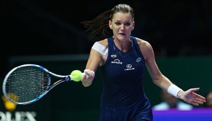 Agnieszka Radwanska spielt im Finale der WTA-Finals von Singapur gegen Petra Kvitova