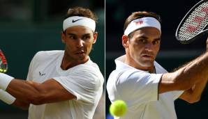 Rafael Nadal (l.) und Roger Federer heute live im Wimbledon-Halbfinale.