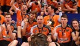 Berlin Recycling-Volleyballer feiern ihren Sieg