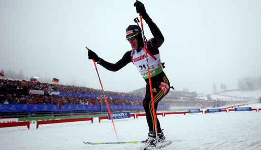 Arnd Peiffer landet beim Massenstart in Ruhpolding auf dem vierten Platz