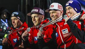 Die Skispringer des ÖSV sicherten sich im Team-Wettbewerb die Silbermedaille.