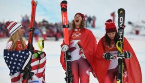 Michelle Gisin siegte in der Olympia-Kombi vor Shiffrin und Holdener.