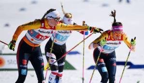 Das deutsche Langläuferinnen-Duo Victoria Carl und Sofie Krehl landete auf Rang neun.