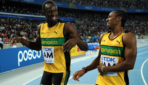 Usain Bolt und Johan Blake (r.) treten in London über die 100 und 200 Meter an