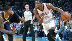 Kevin Durant gewann das Small-Forward-Duell der MVP-Kandidaten gegen Paul George