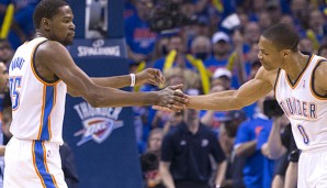 Kevin Durant (l.) und Russell Westbrook kämpfen um den Einzug in die Conference Finals