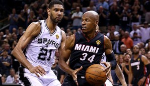 Ray Allen (r.) und Tim Duncan könnten in der kommenden Saison Teamkameraden werden