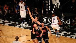 Dirk Nowitzki sprang beim Highlight des Abends fast aus dem Madison Square Garden