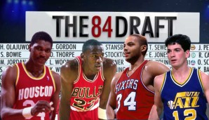 Legendendichte im Draft 1984 mit Olajuwon, Jordan, Barkley und Stockton (v.l.)