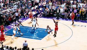 Platz 1: Michael Jordan (Chicago Bulls): 76 Punkte (22/50 FG, 44,0 Prozent) in der Crunchtime in den Playoffs 1998 in 14 Spielen.