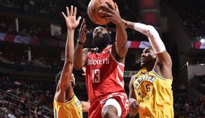 James Harden und die Houston Rockets stellen dem amtierenden Champion aus Golden State ein Bein.