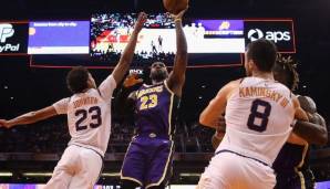 LeBron James (M.) und die Los Angeles Lakers kämpften die Phoenix Suns nieder