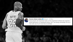 "Die meisten Menschen werden sich an Kobe als den großartigen Athleten erinnern, der eine ganze Generation von Basketballspielern inspiriert hat. Aber ich werde mich immer an ihn als Mann erinnern, der viel mehr als ein Athlet war." (Kareem Abdul-Jabbar)