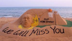 Der indische Künstler Sudarsan Pattnaik gedenkt Kobe am Puri Beach auf eine ganz besondere Weise.
