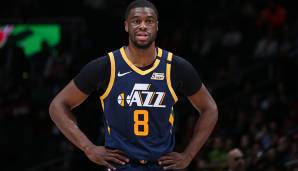 Platz 14: Emmanuel Mudiay | Team: Utah Jazz | Alter: 24 | Status: Unrestricted Free Agent | Gehalt 19/20: 1,7 Mio. | Stats 19/20: 7,3 Punkte, 2,1 Assists, 46,2 Prozent FG (54 Spiele).