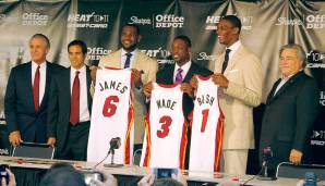 6. LeBron James, Dwyane Wade, Chris Bosh (Miami Heat, 2010 bis 2014). Es waren zwar bloß vier Jahre, diese veränderten die NBA aber nachhaltig. Die Heat erreichten in allen vier gemeinsamen Jahren die Finals …