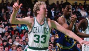 Platz 2: Larry Bird (1979-1993) – Team: Celtics – Erfolge: 3x NBA Champion, 2x Finals-MVP, 3x MVP, 12x All-Star, 9x First Team, 1x Second Team, 3x All-Defensive, Rookie of the Year, All-Star Game MVP.