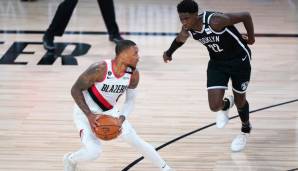 Portlands Star Damian Lillard hatte gegen die Brooklyn Nets einen schweren Stand.