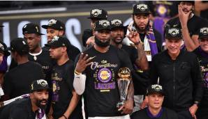 LeBron James zeigt es an: Mit den Lakers gewann der Superstar nun seinen vierten Titel.