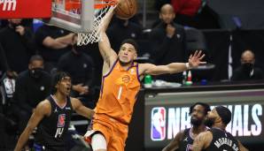 Platz 6: DEVIN BOOKER (Phoenix Suns) | Alter: 24 | Position: Guard | Stats 20/21: 25,6 Punkte, 4,2 Rebounds und 4,3 Assists bei 48,4 Prozent FG und 34,0 Prozent Dreier in 33,9 Minuten (67 Spiele)