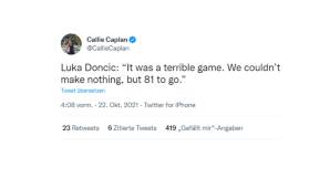 Weniger erfolgreich verlief der Abend derweil für Luka Doncic und die Mavs. Dallas kassierte zum Saisonauftakt in Atlanta eine 87:113-Klatsche. Doncic sprach anschließend von einem "fürchterlichen Spiel".