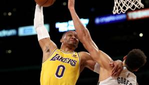 Platz 3: RUSSELL WESTBROOK | Team: Los Angeles Lakers | Alter: 33 Jahre | Status: Player Option | Gehalt 21/22: 41,35 Millionen | Stats 21/22: 18,5 Punkte und 7,1 Assists bei 44,4 Prozent FG und 29,8 Prozent Dreier in 34,3 Minuten (78 Spiele).