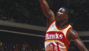 Platz 8: DOMINIQUE WILKINS | 43 Punkte | Atlanta Hawks | Am 21.12.1991 gegen die Chicago Bulls | Michael Jordan: 37 Punkte | CHI-ATL: 117-103