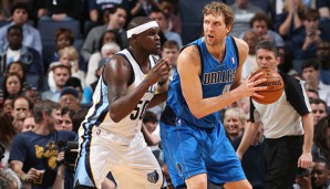 Dirk Nowitzki (r.) war auch im letzten Spiel der Saison der Top-Scorer bei den Mavs