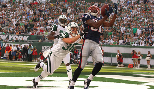 Randy Moss fing in den letzten drei Jahren 50 Touchdown-Pässe für die Patriots