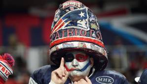 Auch die Fans zeigten sich in voller Kostüm-Pracht. Hier ein Patriots-Anhänger mit originellem Pat-Patriot-Hut.