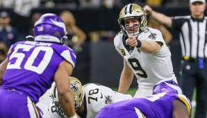 3. Drew Brees, New Orleans Saints: Die einzige Frage bei Brees ist: Hat er noch eine komplette Saison im Arm? Brees ist noch immer extrem akkurat, beherrscht seine Offense wie kaum ein anderer QB und spielt spektakulär effizient.