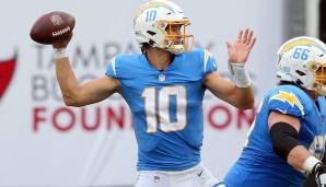 14. Justin Herbert, Los Angeles Chargers: Eindrucksvolle Rookie-Saison, mit einer zentralen Frage: Wie lange kann er die Big Plays aufrechterhalten? Aktuell ist er trotz Pressure eine Big-Play-Maschine, die Down-für-Down-Konstanz fehlt bisweilen noch.