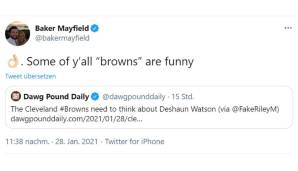 Baker Mayfield (Quarterback, Browns) reagierte weniger amüsiert auf die aufkommenden Tradegerüchte.
