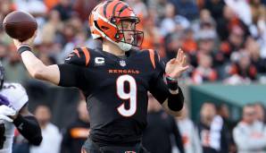 GEWINNER - JOE BURROW, Quarterback, Bengals: Burrow zerstörte die Ravens förmlich und warf dabei für 525 Yards und 4 Touchdowns. Zum NFL-Rekord fehlten ihm also nur 29 Yards. Was ein Statement gegen einen direkten Rivalen!