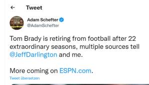 Der Tweet von Adam Schefter (ESPN) feuerte die Nachricht vom angeblichen Karriereende des GOAT in die Welt hinaus. Entsprechend reagierten viele Menschen darauf.