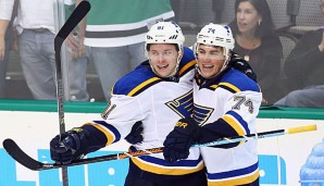 Vladimir Tarasenko (l.) netzte gegen Boston gleich doppelt