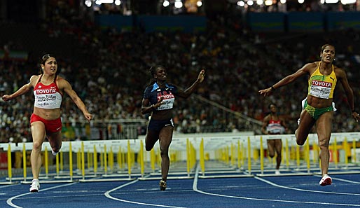 Auch Jamaika hatte allen Grund zum Jubel. Brigitte Foster-Hylton (r.) holte Gold über 100m Hürden in 12,51 Sekunden