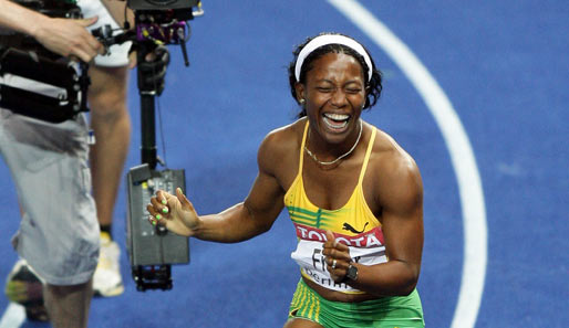 100-m-Weltmeisterin Shelly-Ann Fraser - ihr Lachen