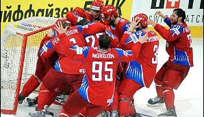 Grenzenloser Jubel bei den russischen Spielern nach der erfolgreichen Titelverteidigung gegen Kanada im Finale 2009 in Bern