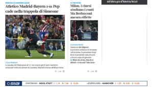 Die Italiener haben zwar keine Klubs im Europapokal, dafür aber viele bedeutende Zeitungen: "Pep geht Simeone in die Falle", schreibt "Corriere"