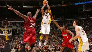Platz 13: KOBE BRYANT (Los Angeles Lakers) mit 42 Punkten im Jahr 2004 gegen die Miami Heat