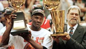 MICHAEL JORDAN (28 Jahre, 115 Tage): Über Jahre scheiterte MJ mit Chicago an den Pistons, für viele die Bestätigung, dass Basketball nicht von Einzelnen entschieden wird. 1991 widerlegte Jordan dies - und sollte es noch fünf weitere Male tun.