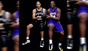 Bei allem Spaß kamen die Erfolge weiterhin nicht zu kurz. Zumeist duellierten sich die Lakers um die Jahrtausendwende mit den Spurs um die Krone im Westen. Hier teilt sich Shaq mit Tim Duncan die All-Star-MVP-Trophäe 2000