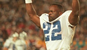 Super Bowl XXX: Den Super Bowl 1996 gewannen die Dallas Cowboys. Hier feiert Running Back Emmitt Smith