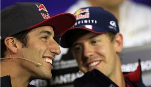 Daniel Ricciardo (l.) und Sebastian Vettel fahren in diesem Jahr gemeinsam für Red Bull
